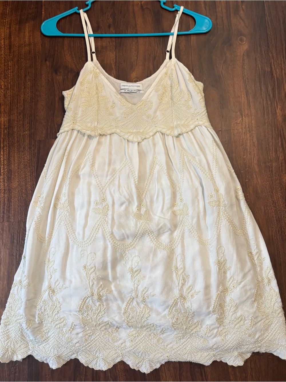 Urban Outfitters Cream Embroidered Dress